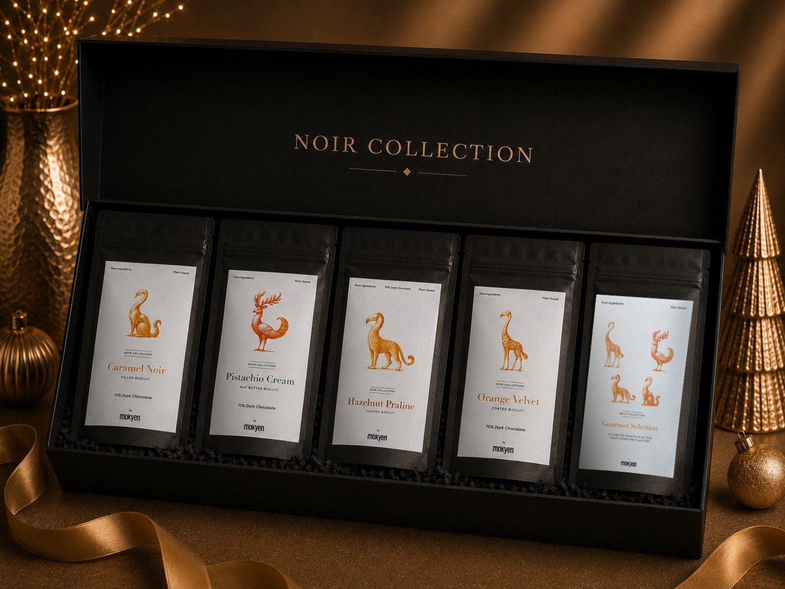 Noir Collection fekete díszdoboz öt prémium tasakkal